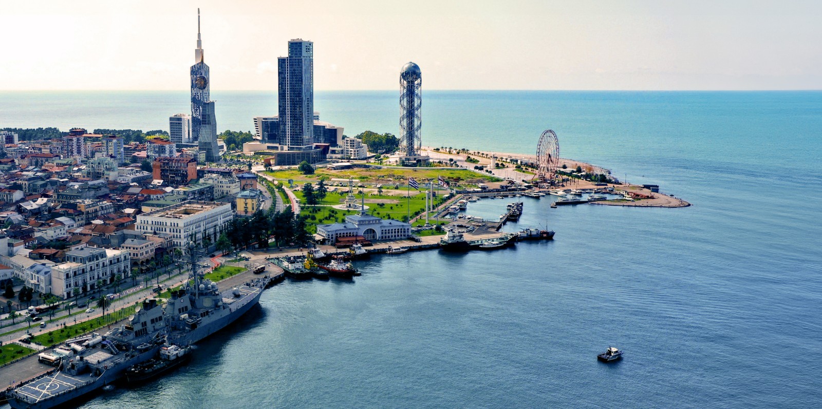 Batumi waterfront at night