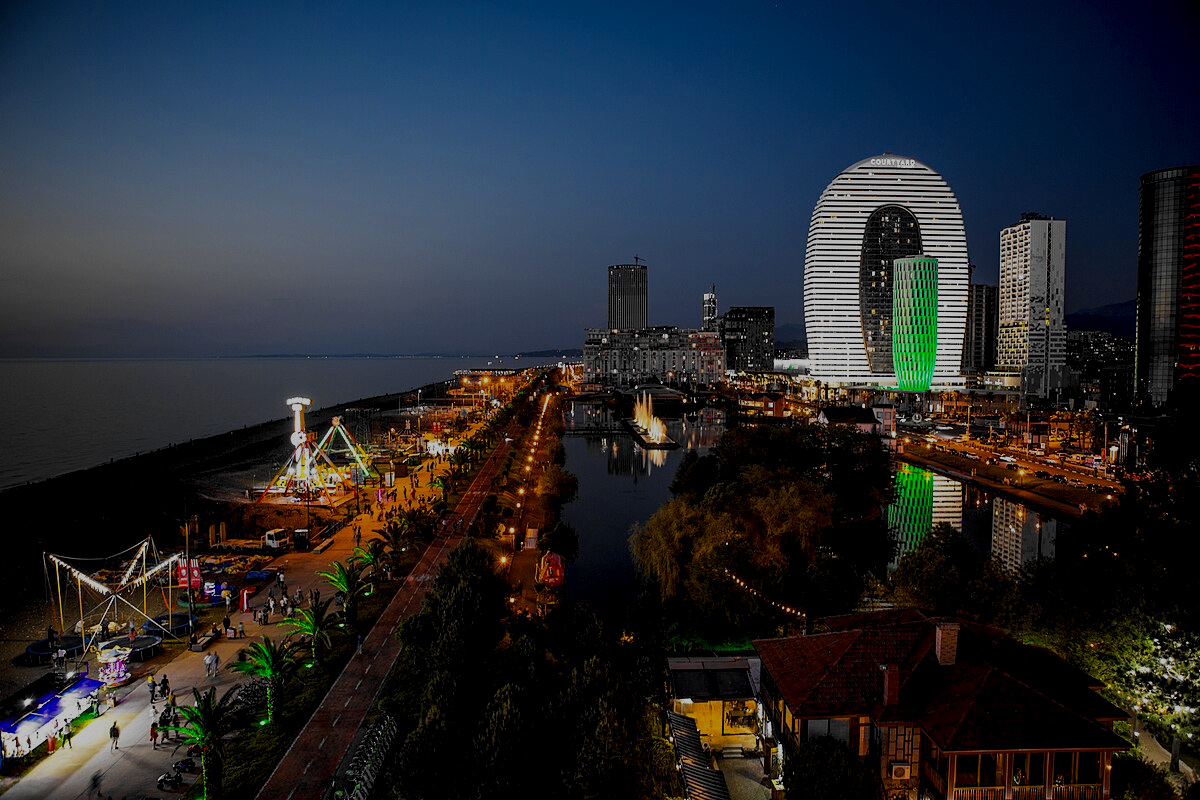 Batumi waterfront at night